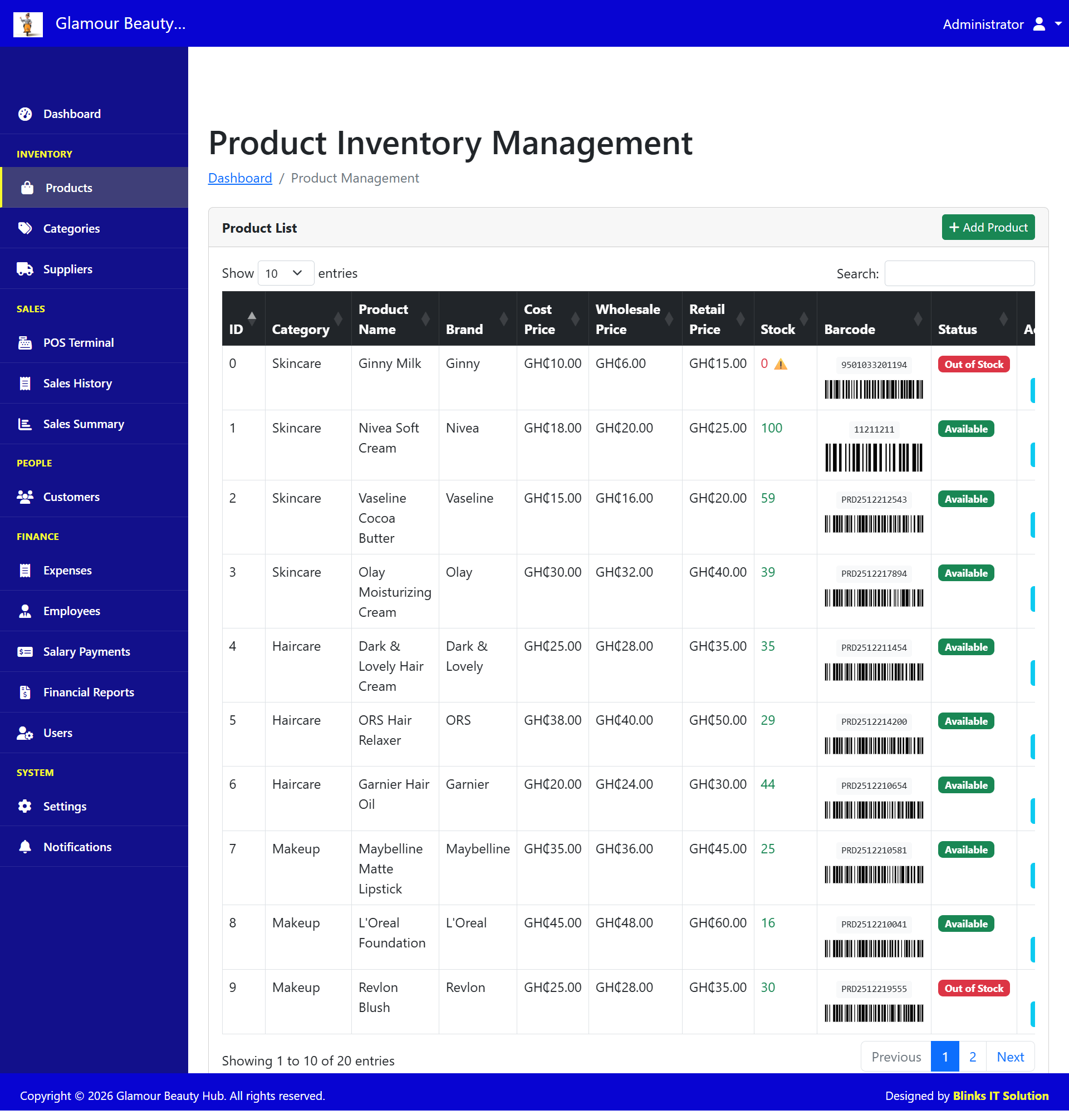 POS product management
